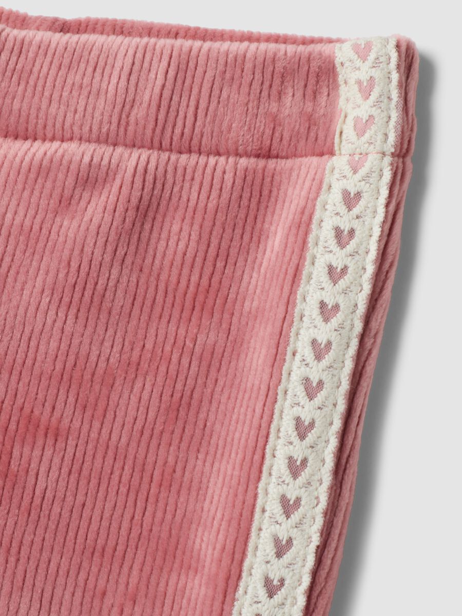 Pink ribbed stretch flared trousers_3