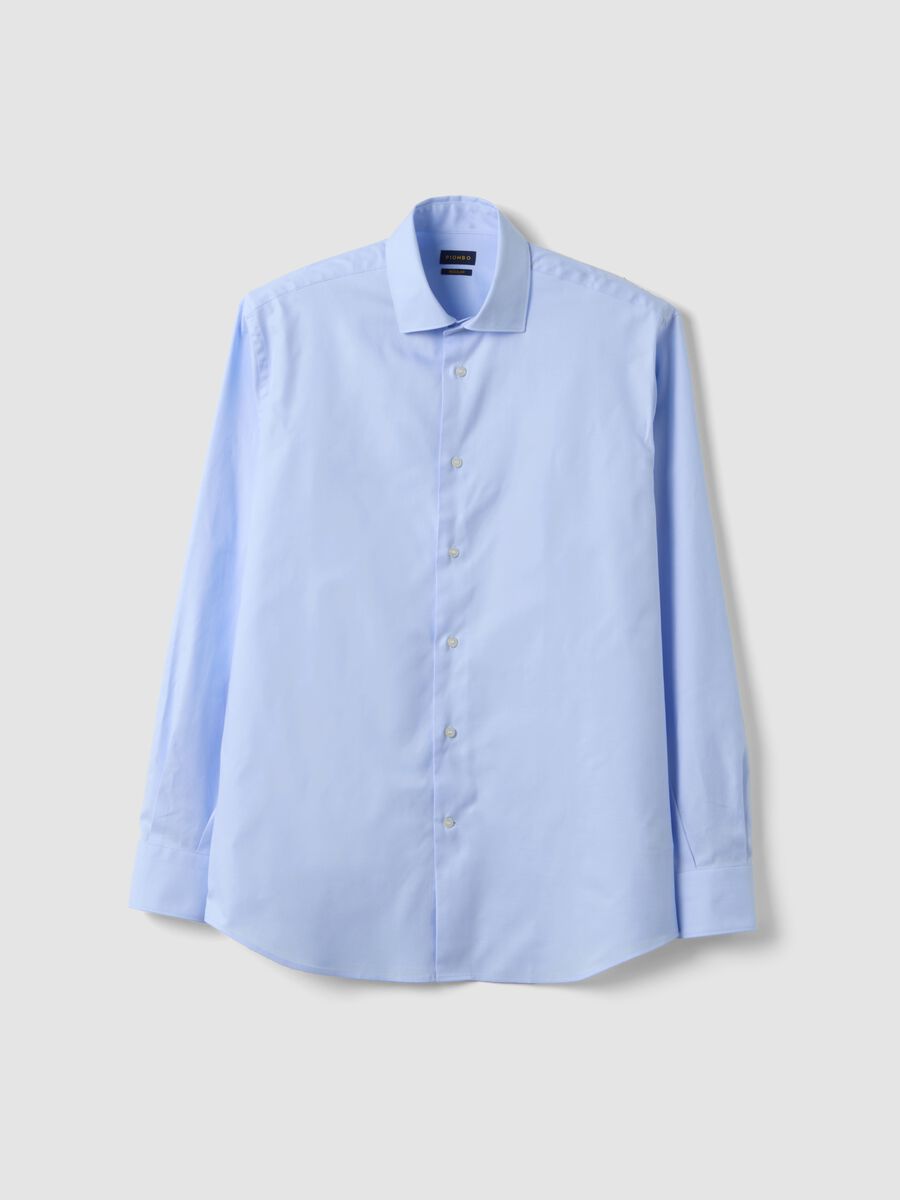 Aqua blue pure cotton shirt with classic collar, regular fit_0