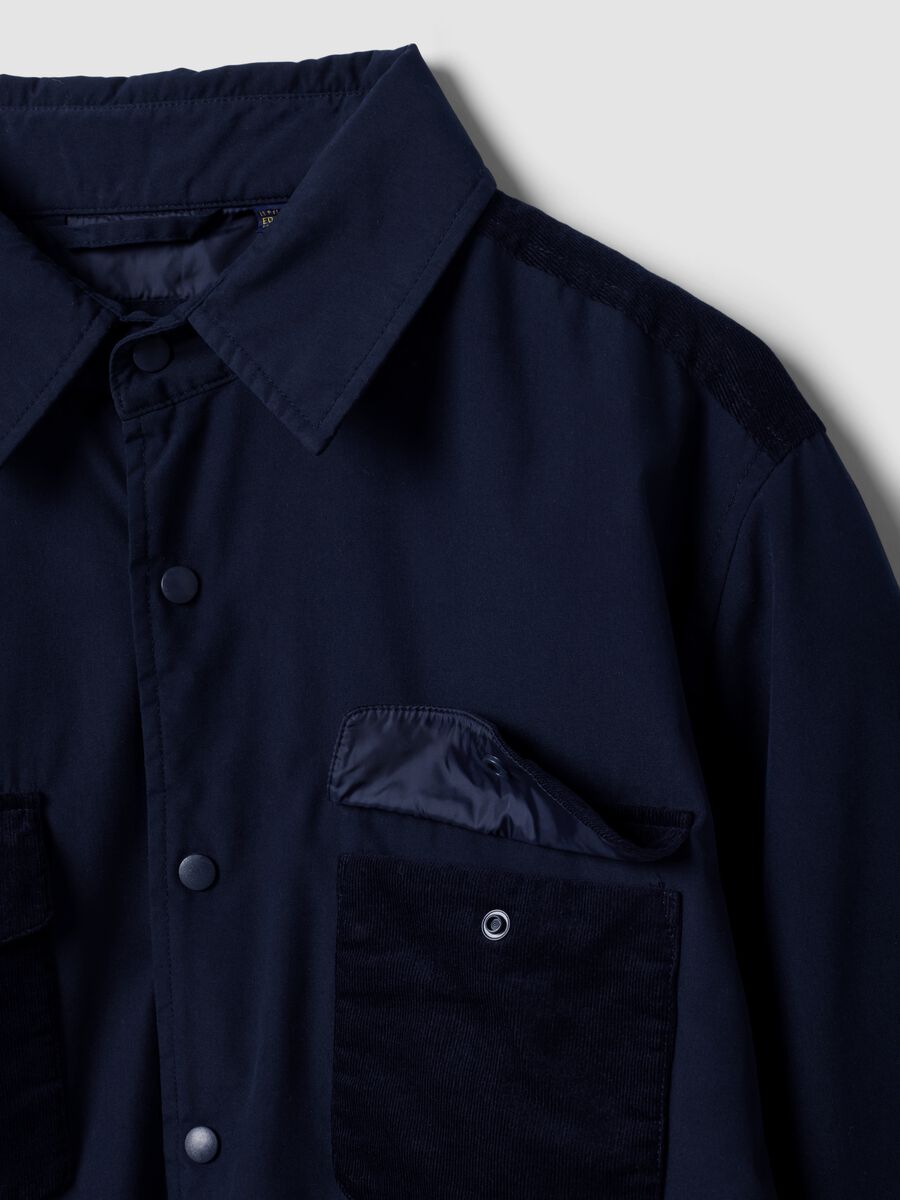Blue padded regular-fit shacket with patch pockets_1