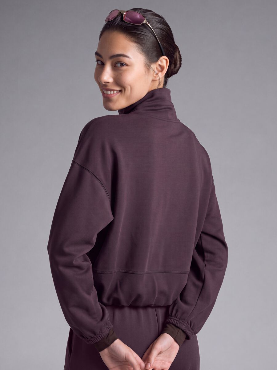 Cropped purple full-zip soft-touch jacket with stand-up collar ALTAVIA STUDIO_2