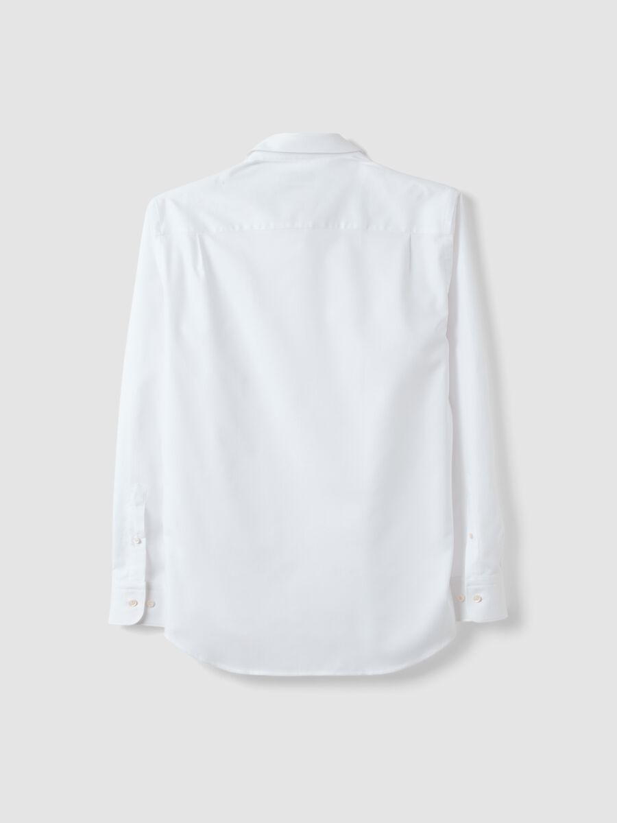 White pure compact cotton shirt with classic collar, regular fit_5