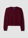 Cardigan rosso in pura lana con girocollo_0