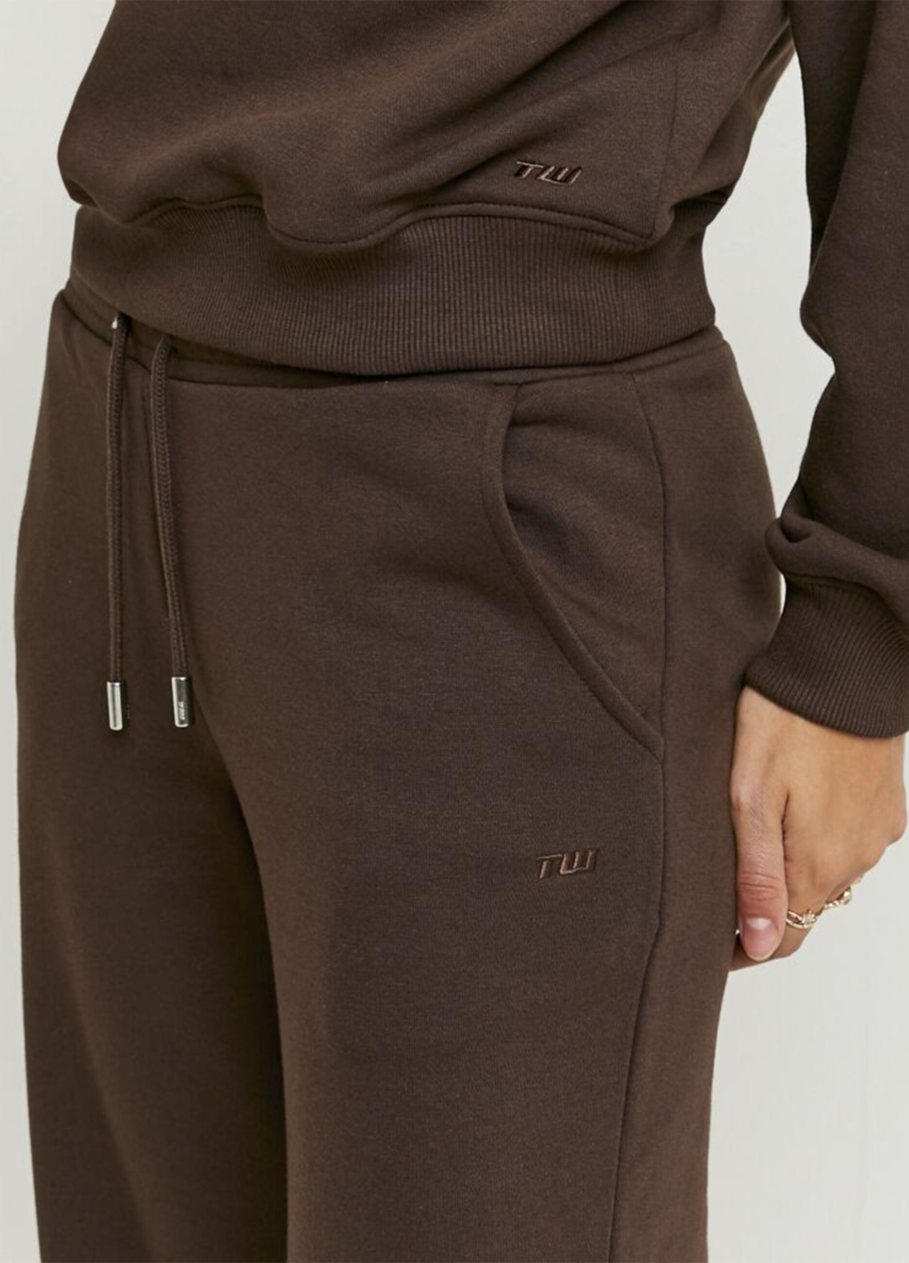 Brown Cotton Blend Regular Fit Trousers