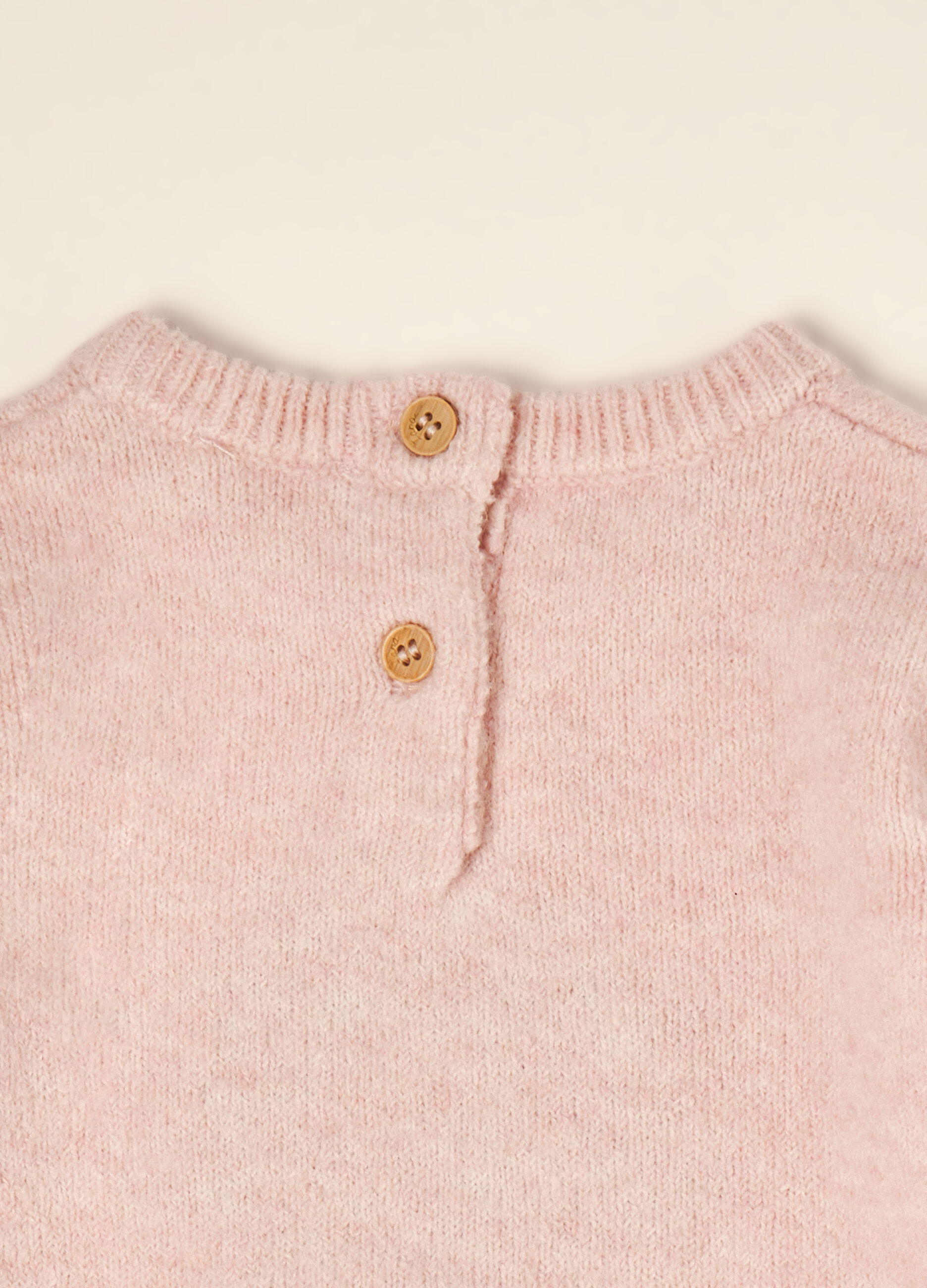 Pink stretch wool jumper with puppy print
