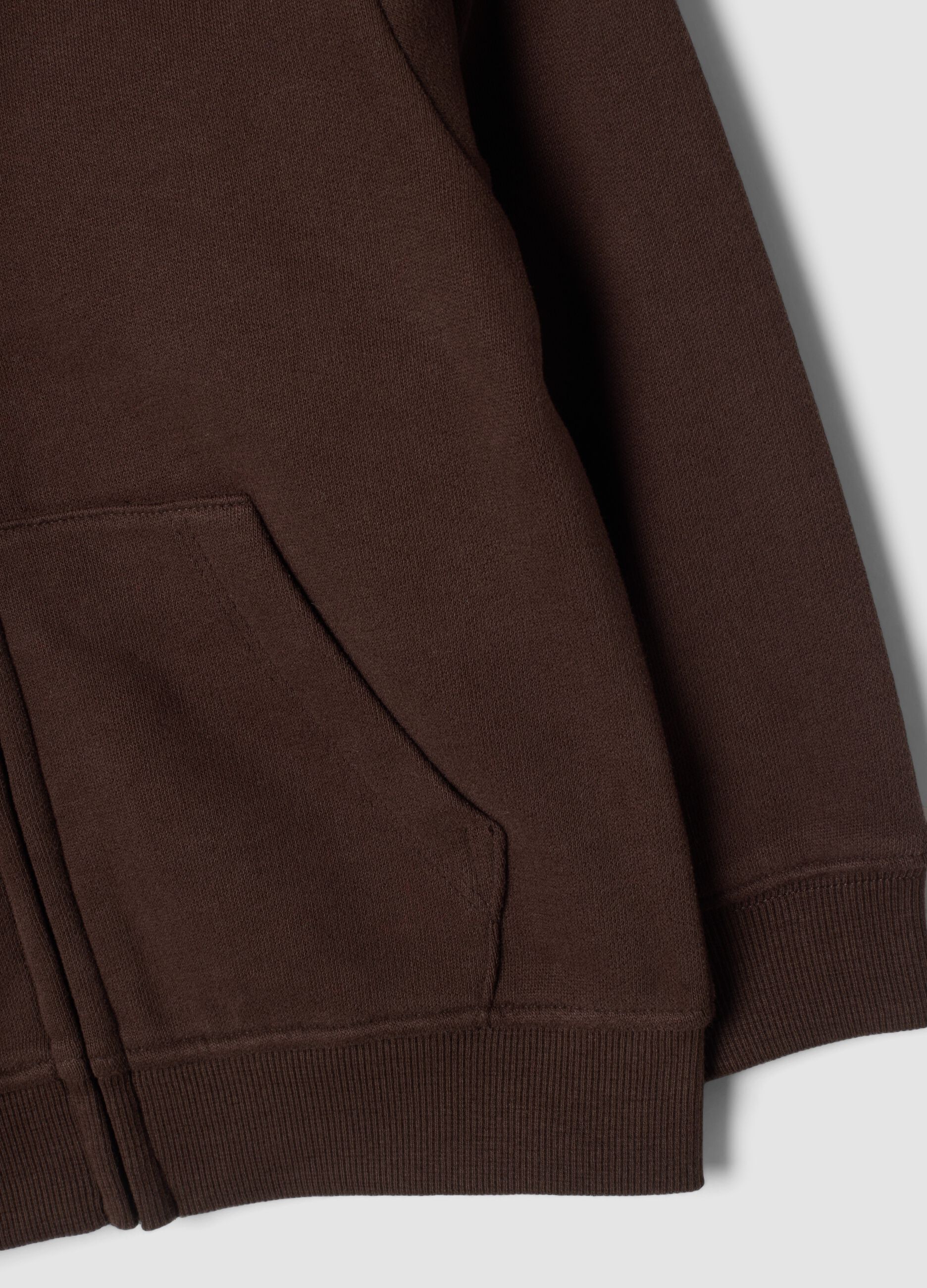 Felpa marrone con cappuccio in puro cotone organico regular fit