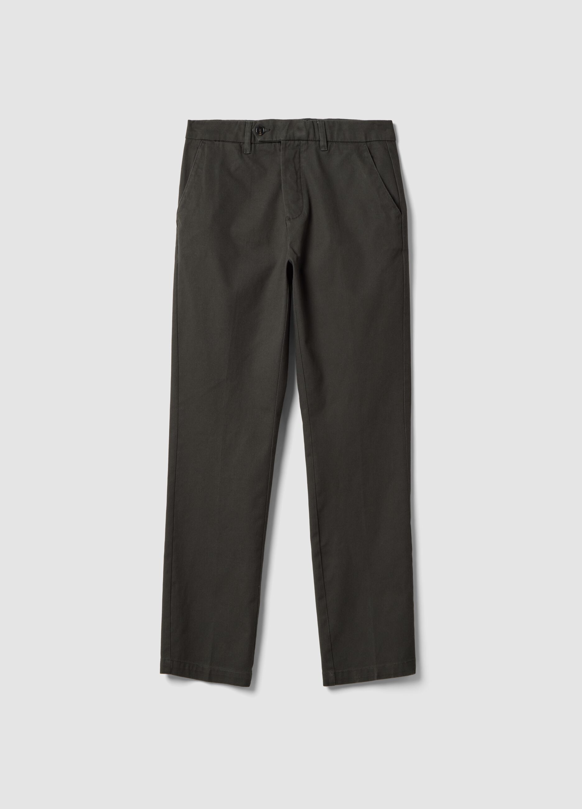 Pantaloni chino verdi in puro cotone regular fit