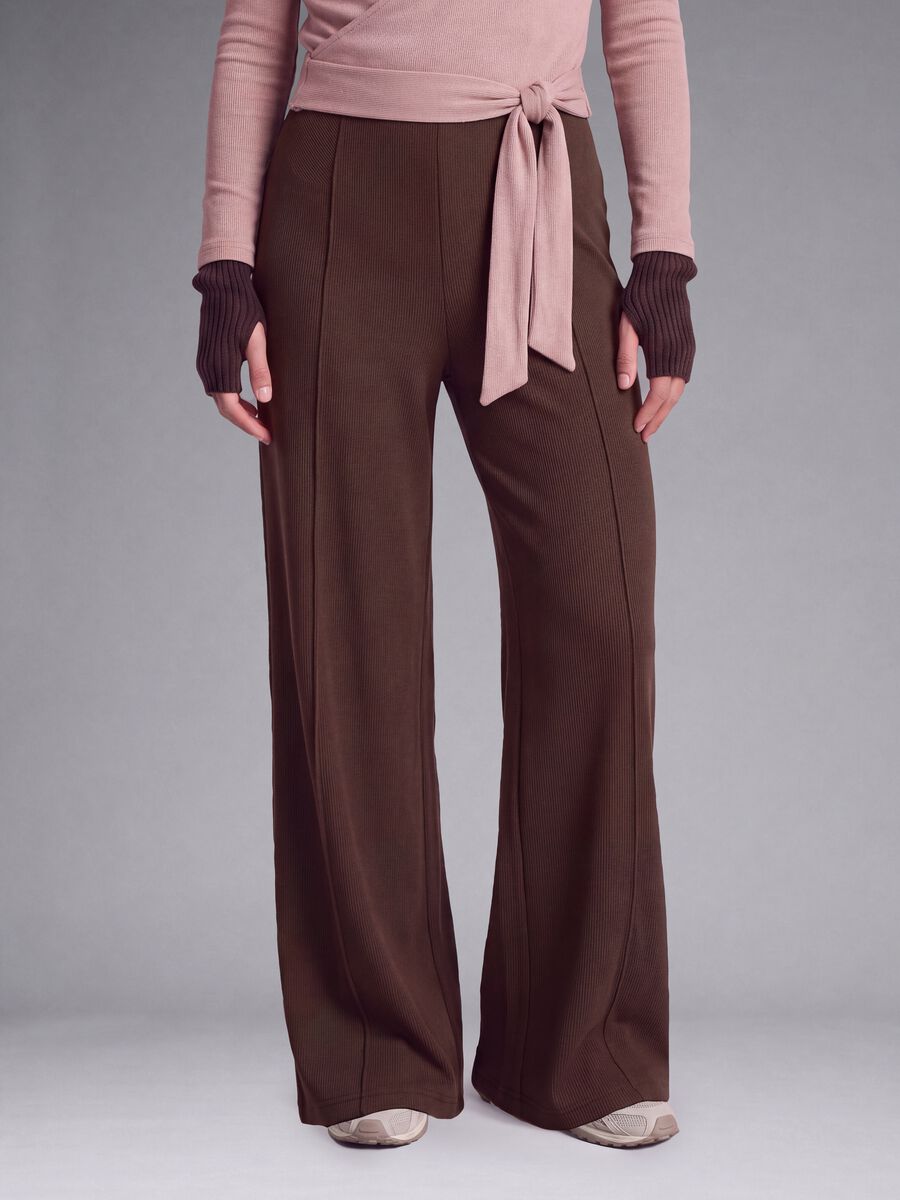 Brown stretch-modal wide-leg trousers ALTAVIA STUDIO_2