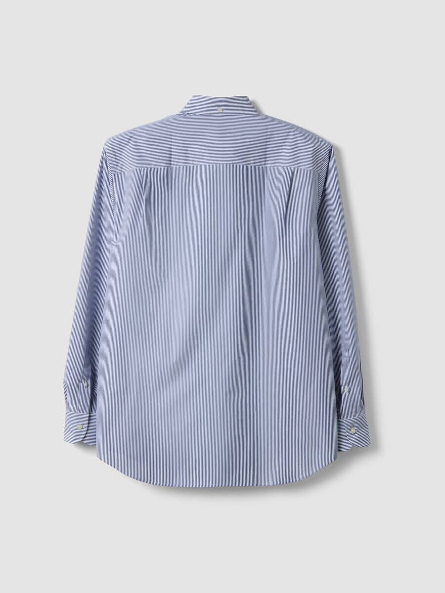 Blue and white pure cotton striped regular-fit shirt_2