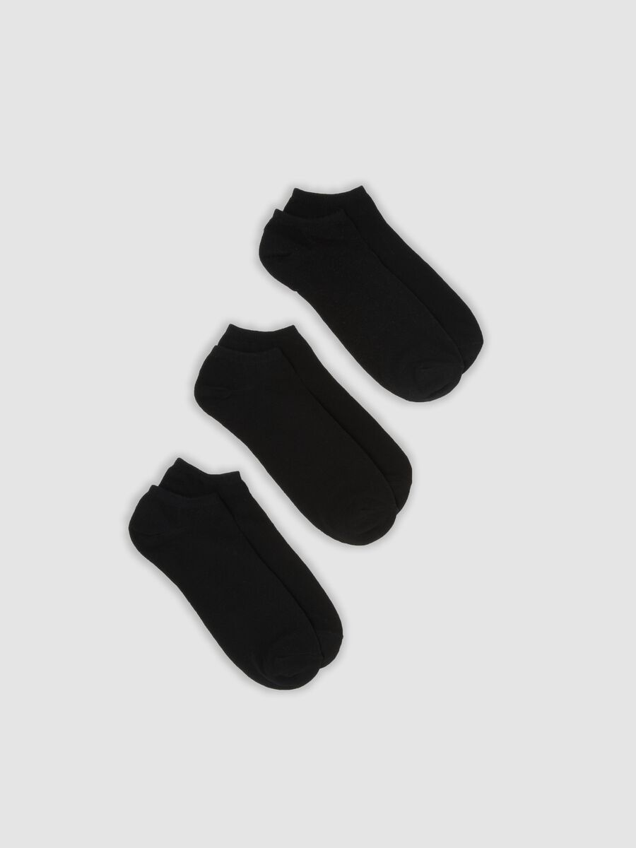 3-pack of black ankle socks in stretch organic cotton_0