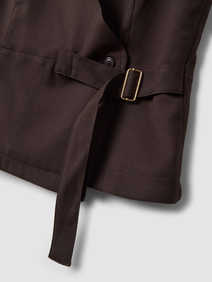 Brown stretch viscose waistcoat with belt_1