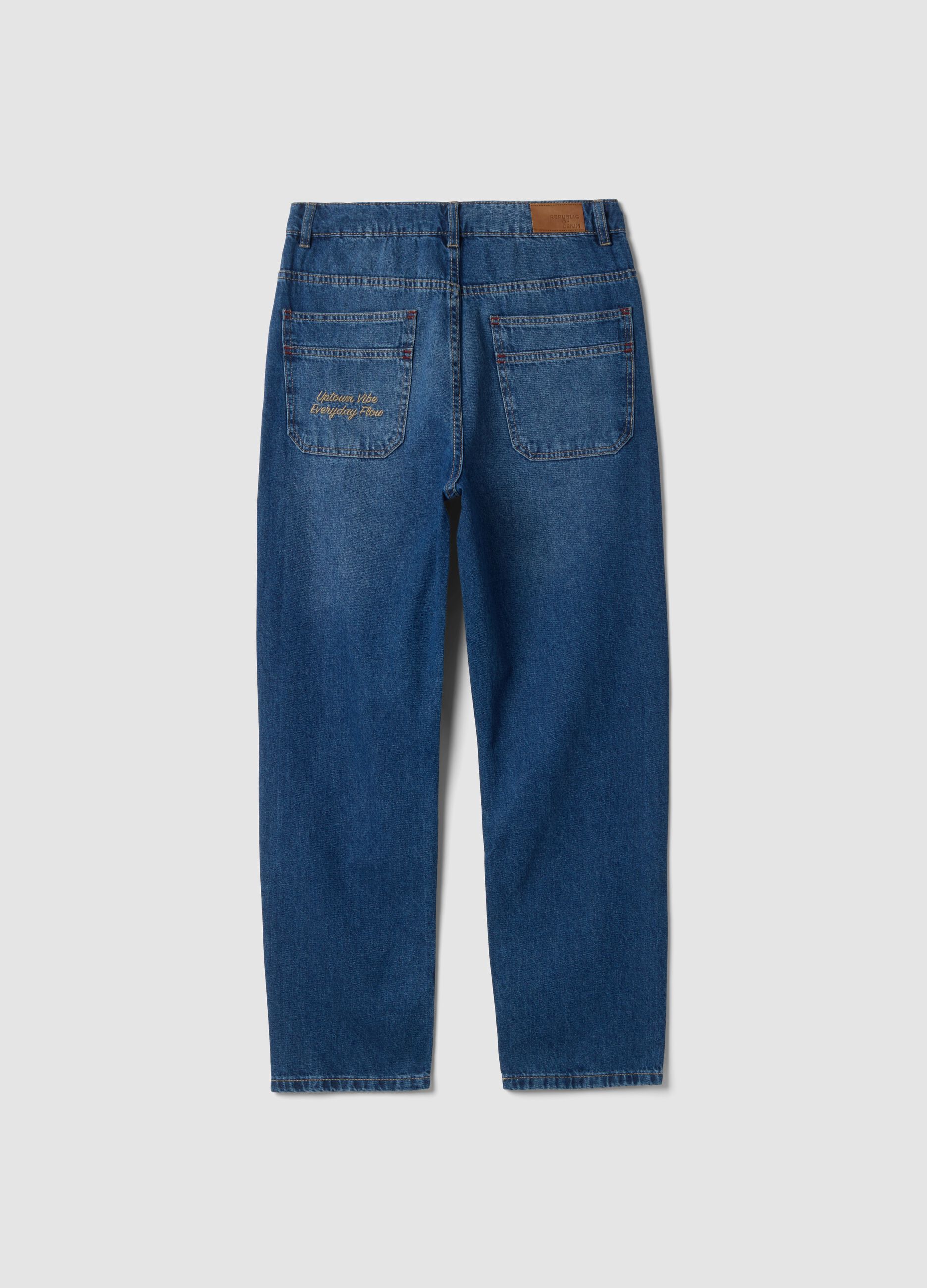 Blue baggy-fit jeans in pure cotton
