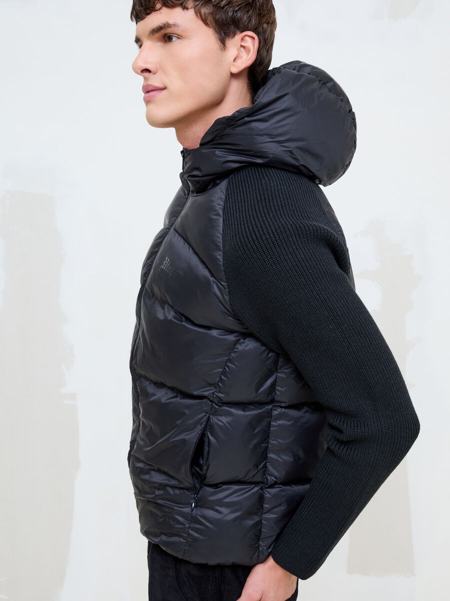 Black Padded Knit Jacket_0