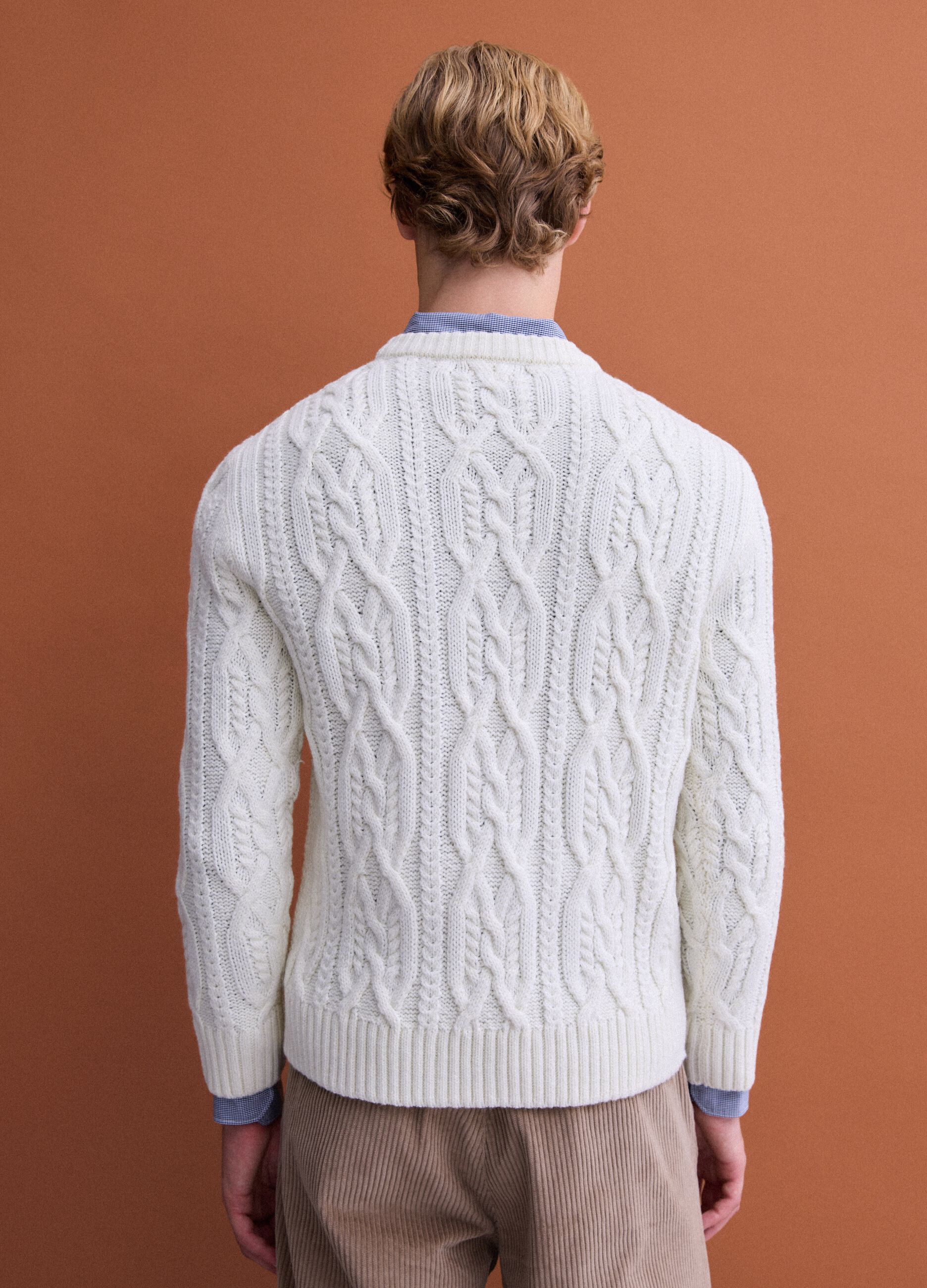 White regular-fit jacquard wool-blend jumper