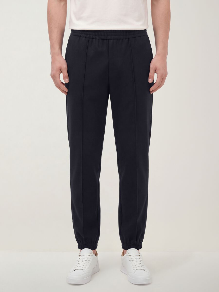 Men&rsquo;s midnight blue relaxed-fit stretch joggers_1