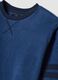 Pigiama lungo blu in tessuto elasticizzato con girocollo_3