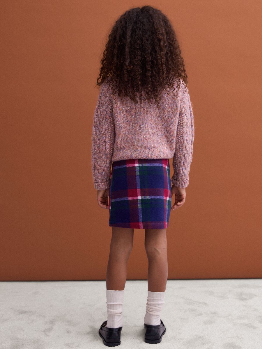Regular-fit tartan check skirt in a wool and viscose blend_1