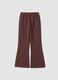 Pantaloni marroni flare in misto cotone e viscosa_0