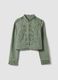 Green pure cotton jacket with concealed buttons, slim fit_0