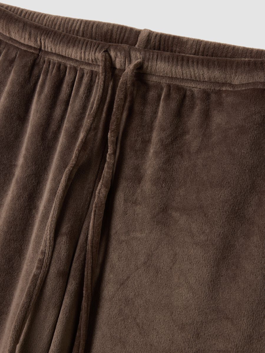 Brown chenille stretch pyjama trousers with regular fit_1