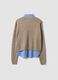 Maglia beige in misto viscosa con scollo a V_2