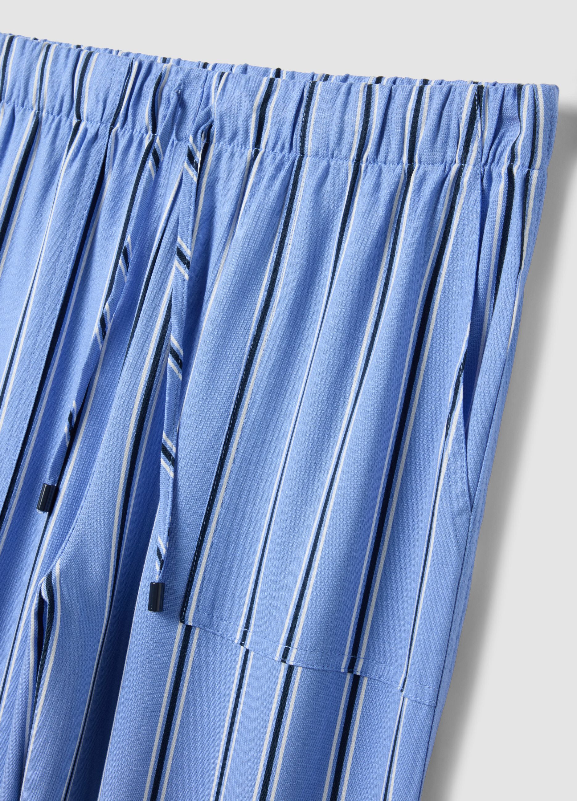 Multicolour striped pure viscose jogger trousers regular fit