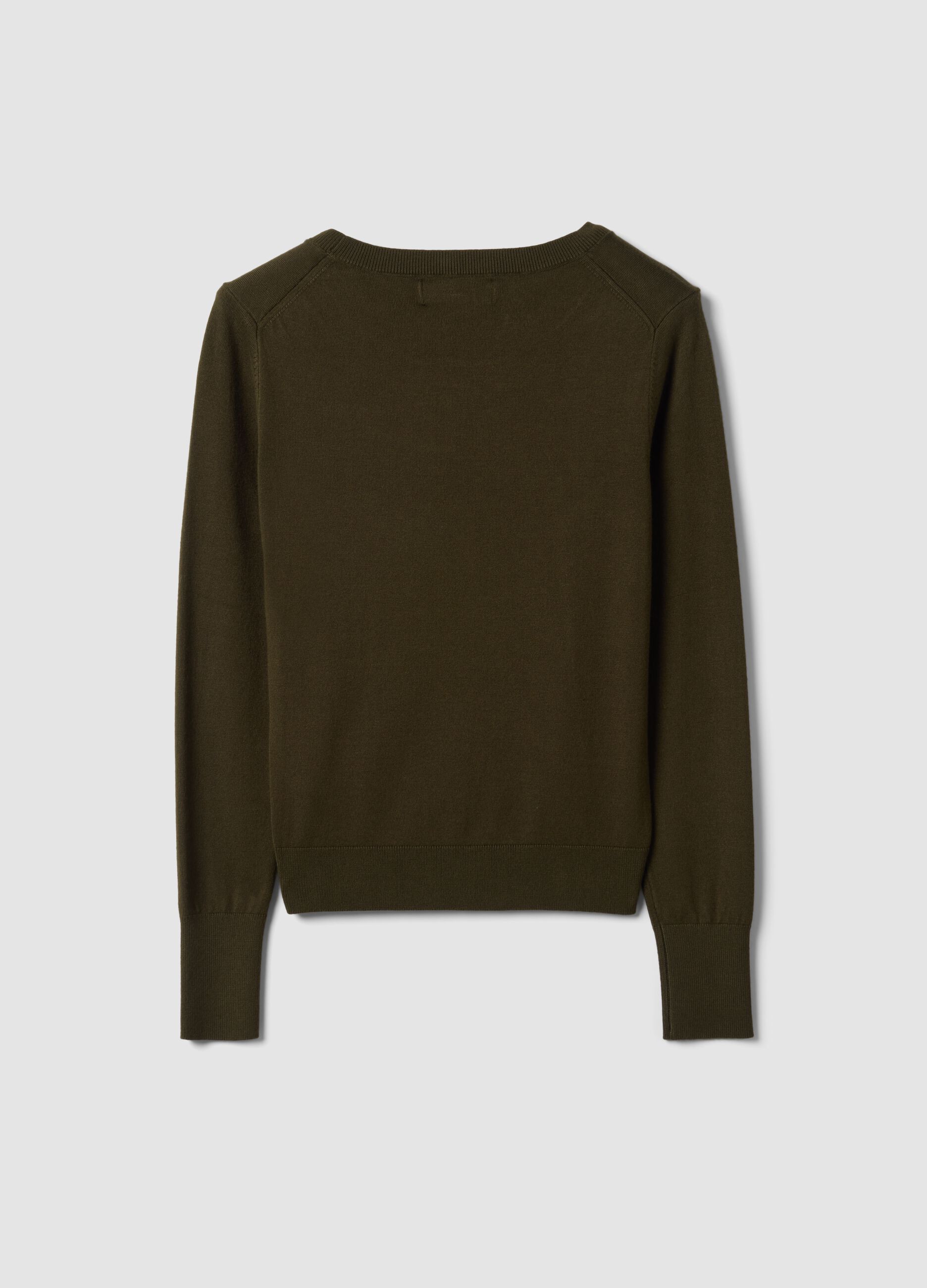 Maglia verde in misto viscosa a girocollo