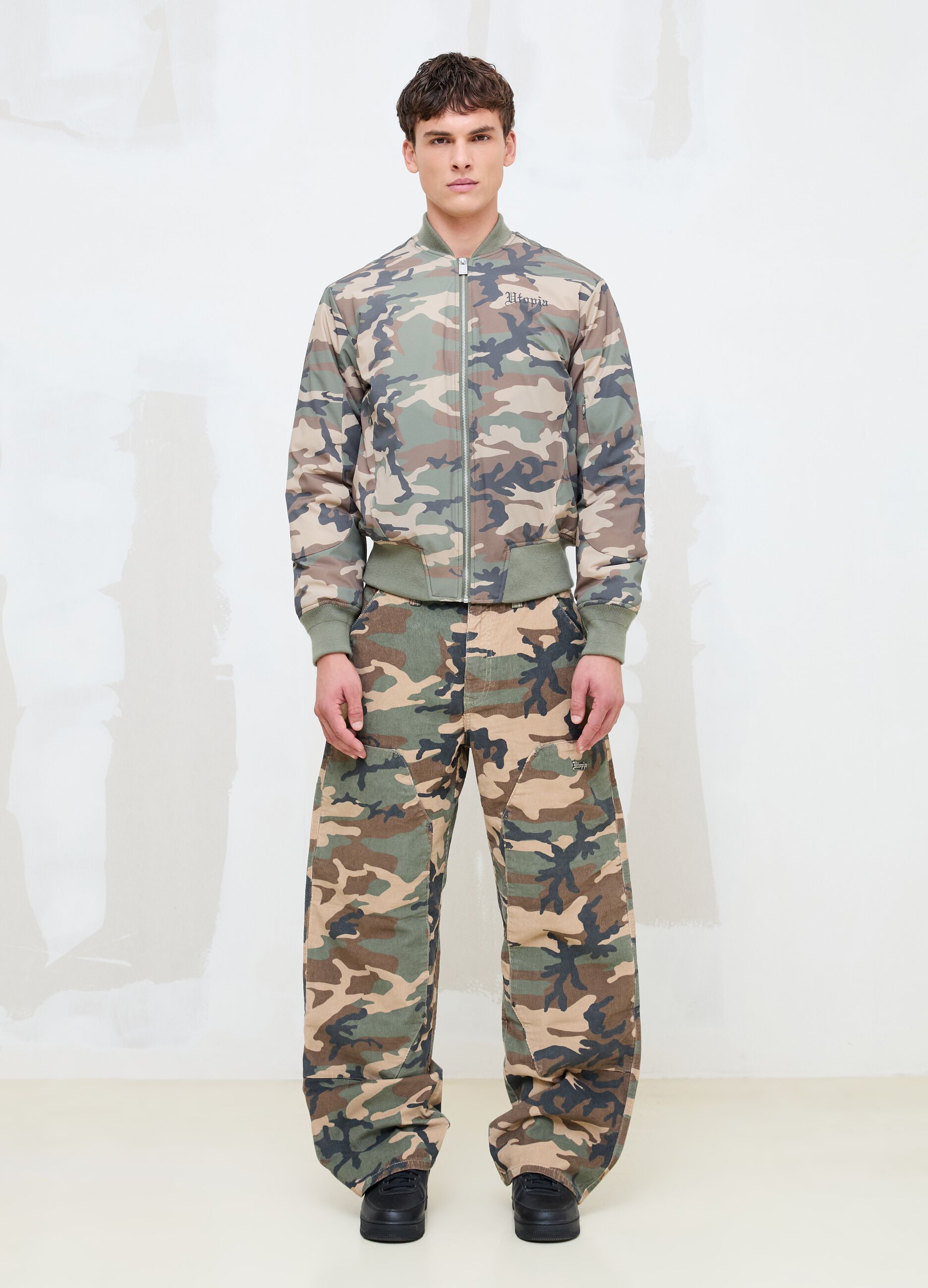 Nylon Camo Bomber Jacket