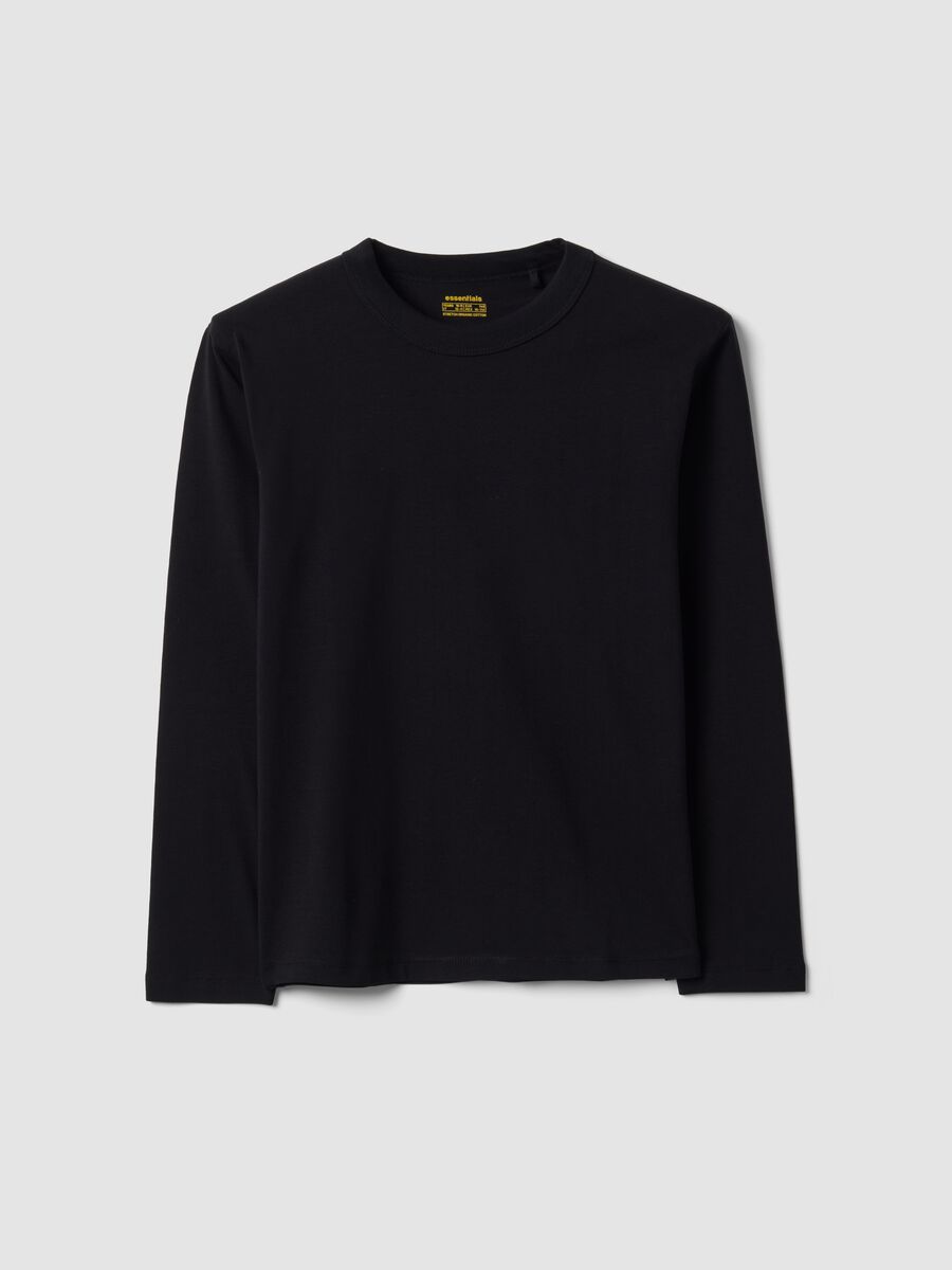 Black regular-fit stretch organic cotton T-shirt for boys_4