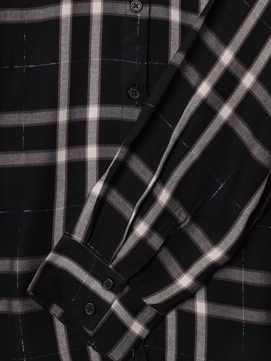 Black checked viscose-blend shirt_1