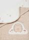 Beige organic cotton-blend baby blanket with hedgehog embroidery_2