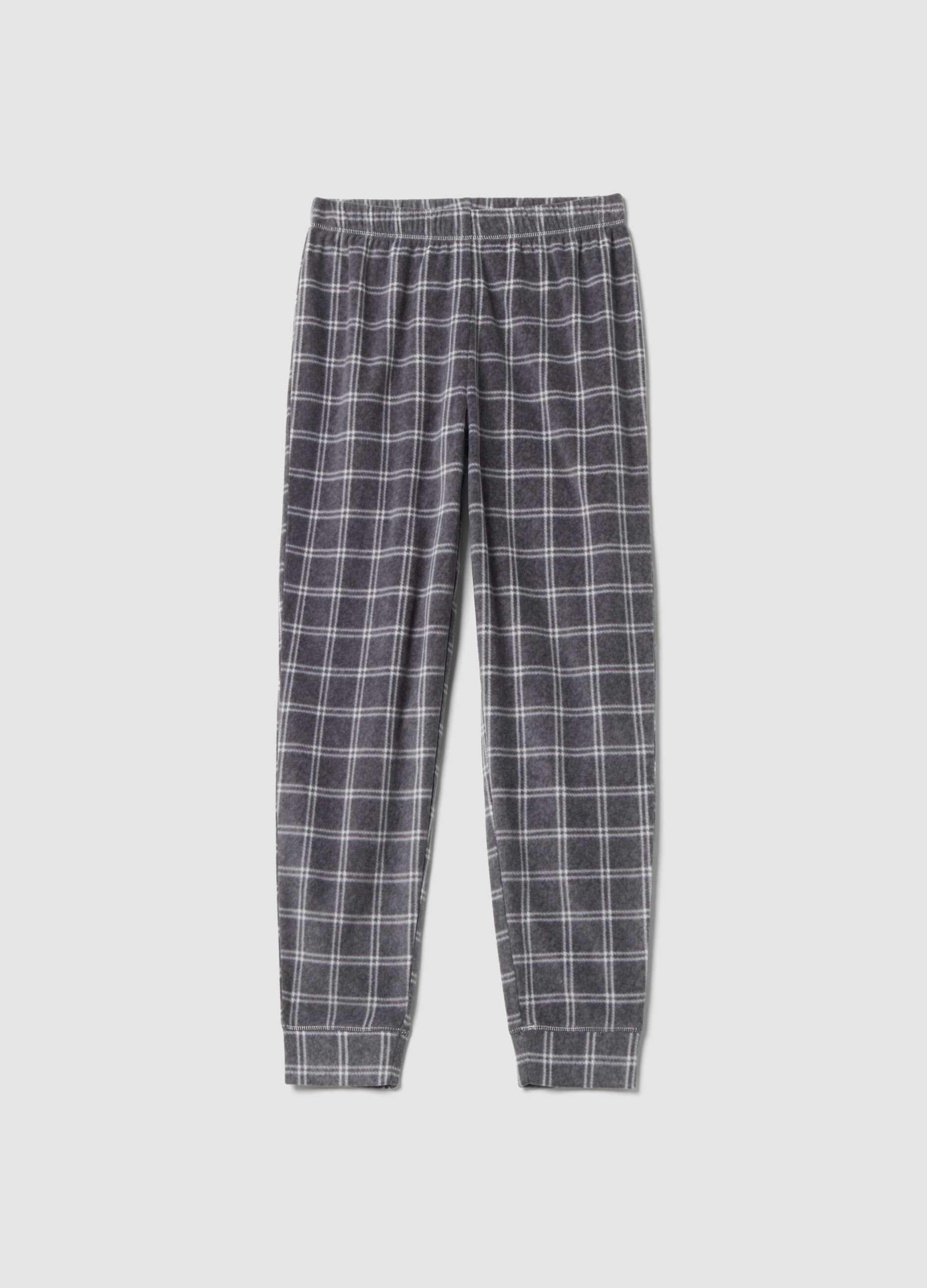 Grey m&eacute;lange checked regular-fit pyjama bottoms