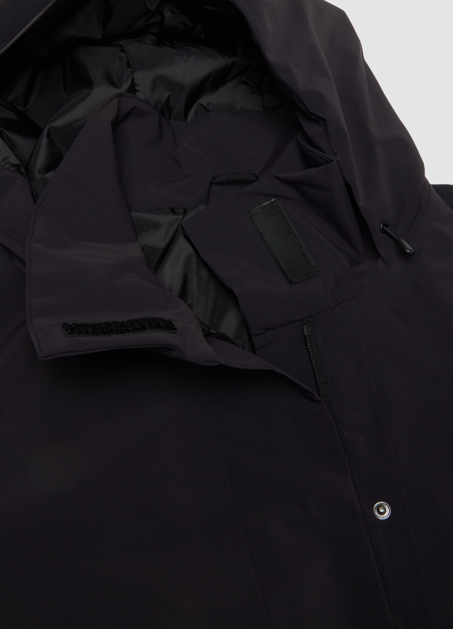 Black water-repellent hooded jacket with zip, regular fit ALTAVIA STUDIO