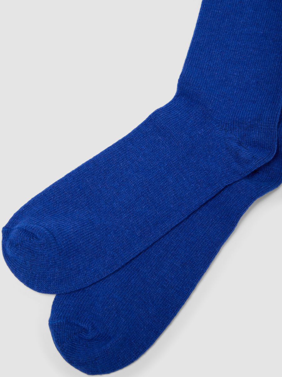Royal blue long socks in wool, viscose and stretch cashmere_2