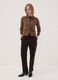 Brown ribbed stretch-cotton trousers with elasticated waistband_0