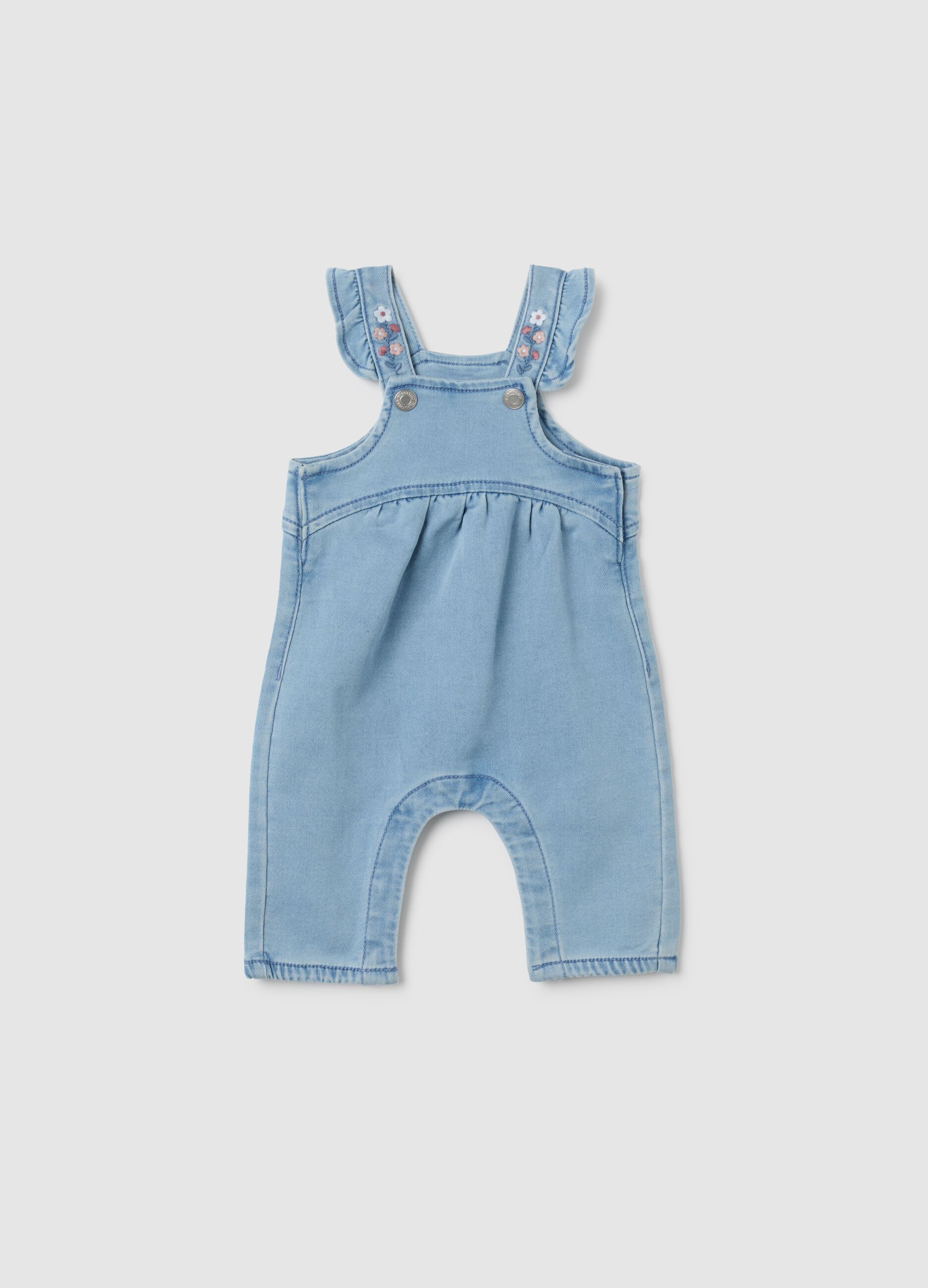 Baby Girl Denim Overalls in Light Blue Regular Fit