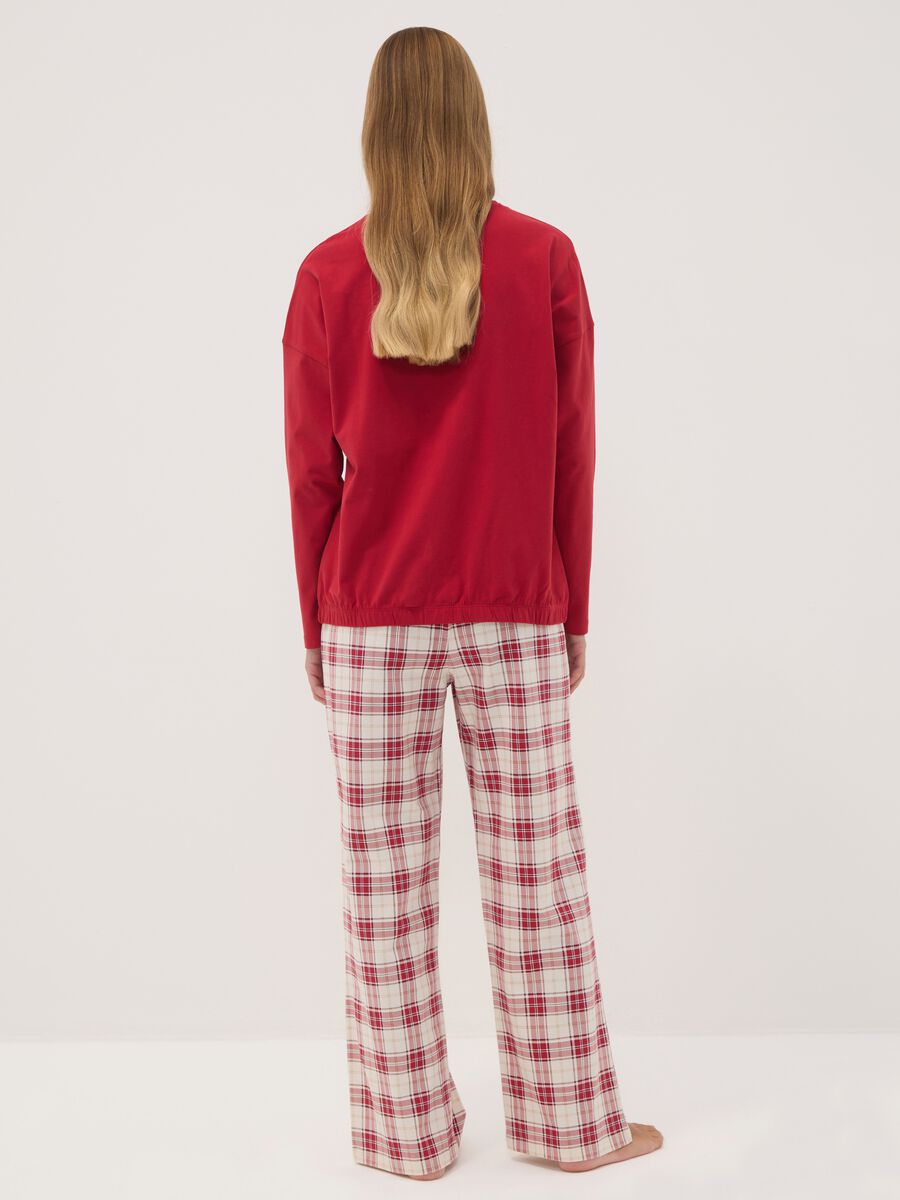 Red pure organic cotton crew-neck pyjamas_3