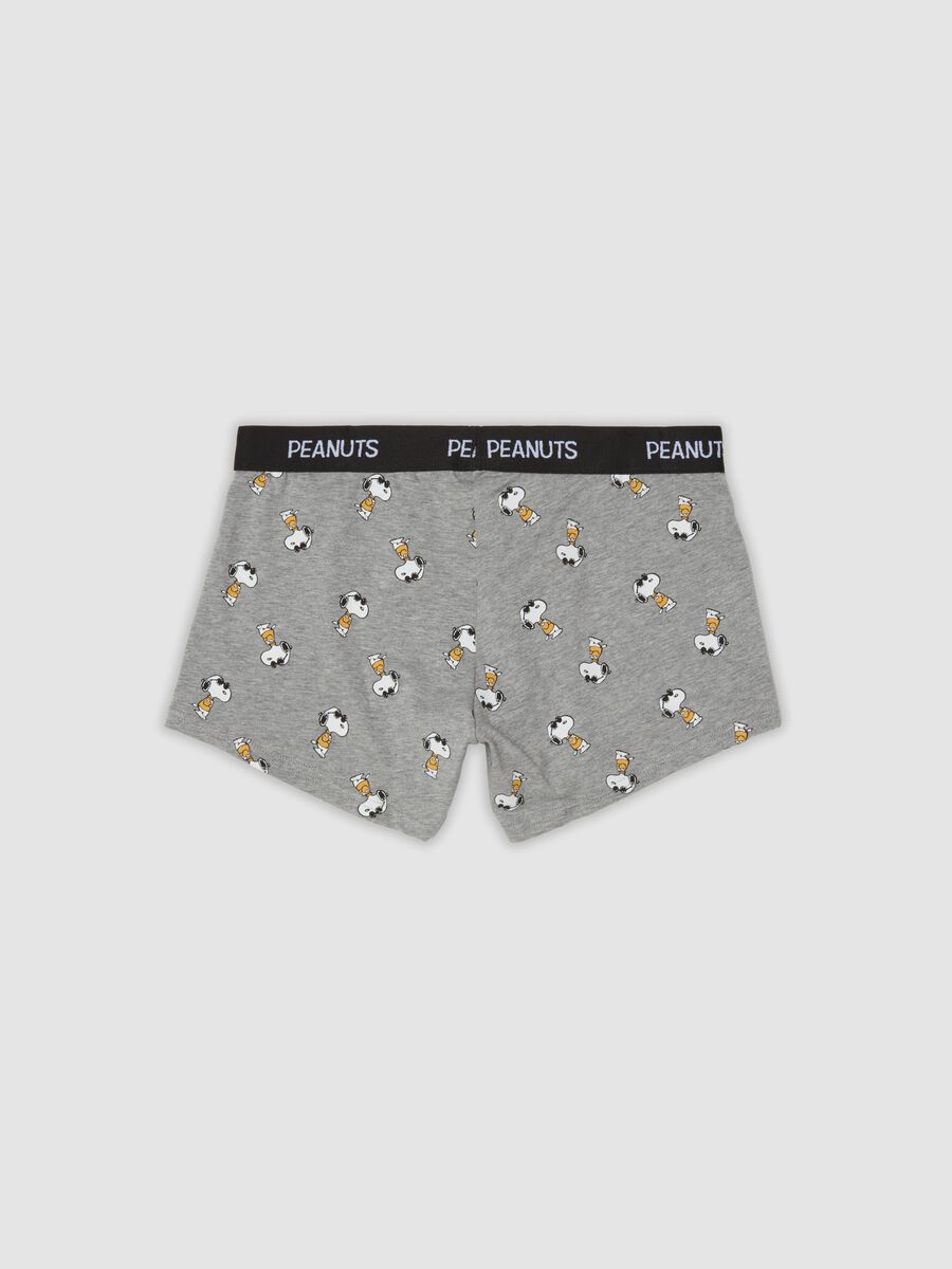 Grey marl organic stretch cotton boxer shorts with Peanuts print_1