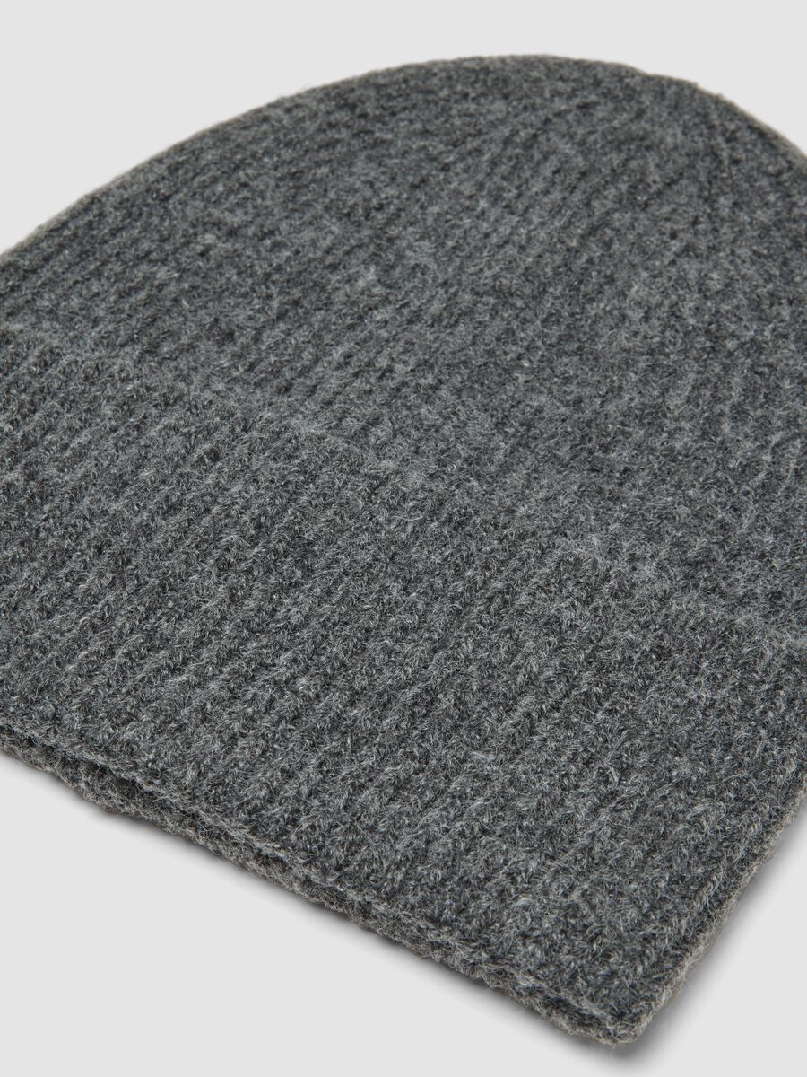 Dark grey stretch-wool beanie_1