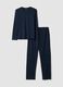 Blue pure organic cotton V-neck pyjamas_4