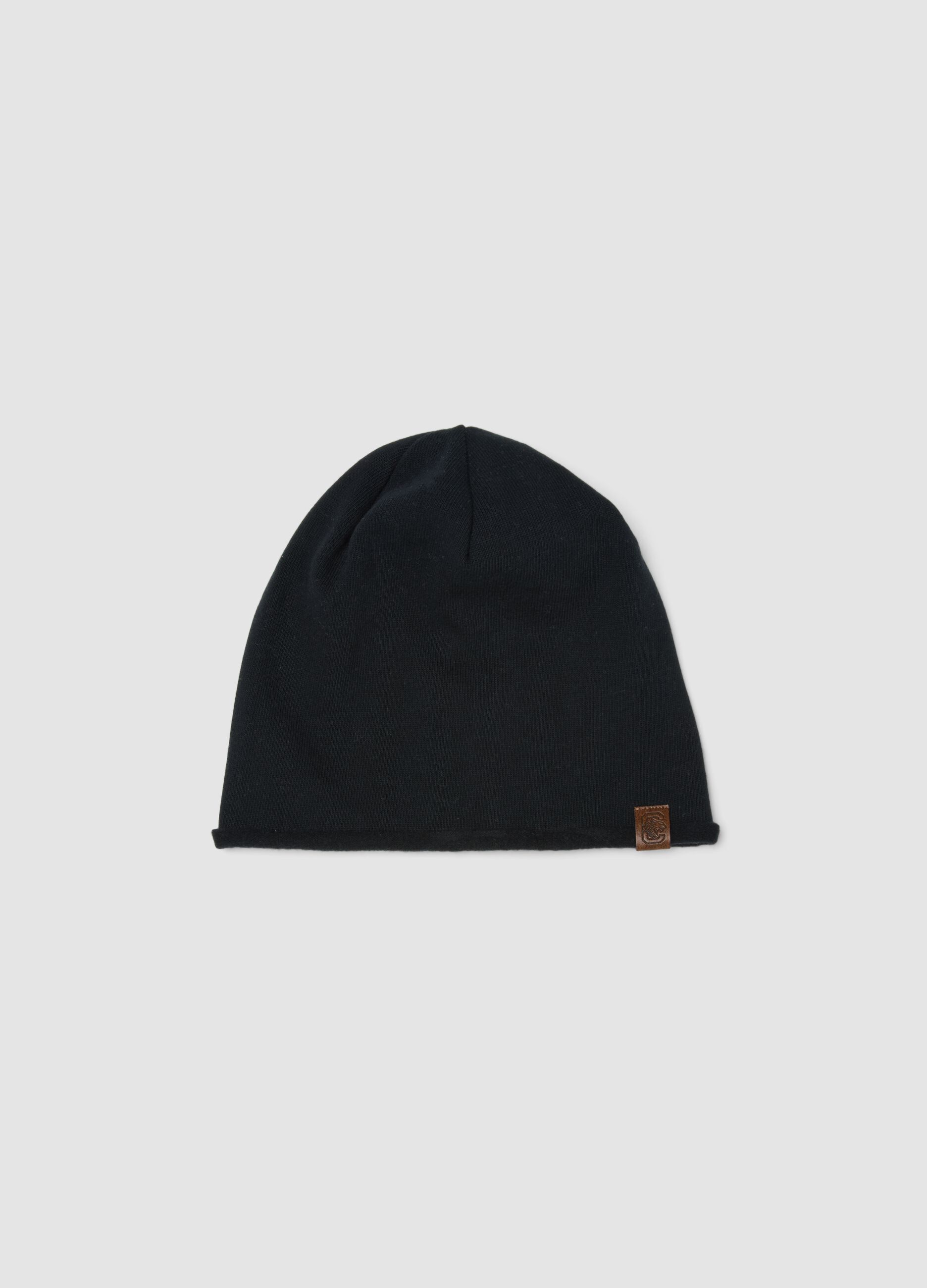 Cappello nero in cotone elasticizzato jersey knit per bambino