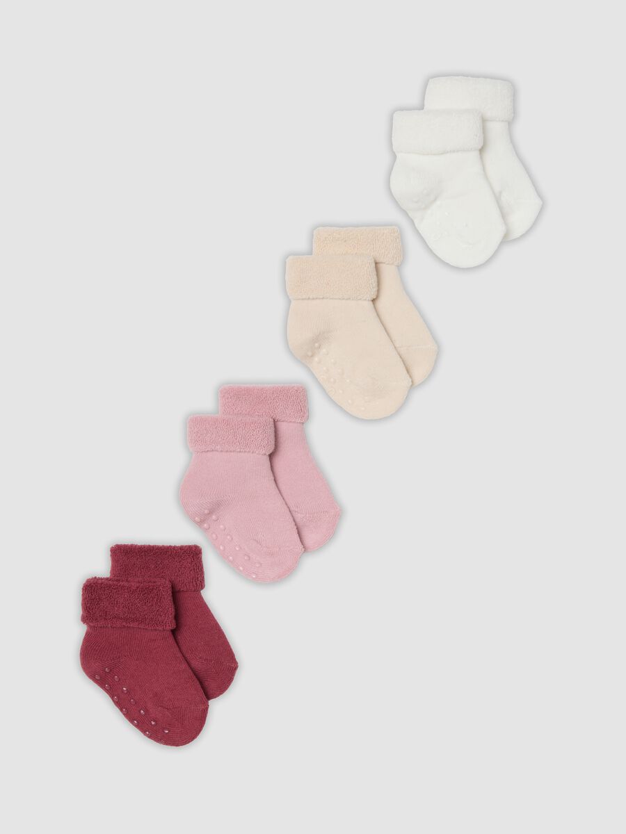 Four-pack of multicolour ankle socks in organic cotton blend for baby girl_0