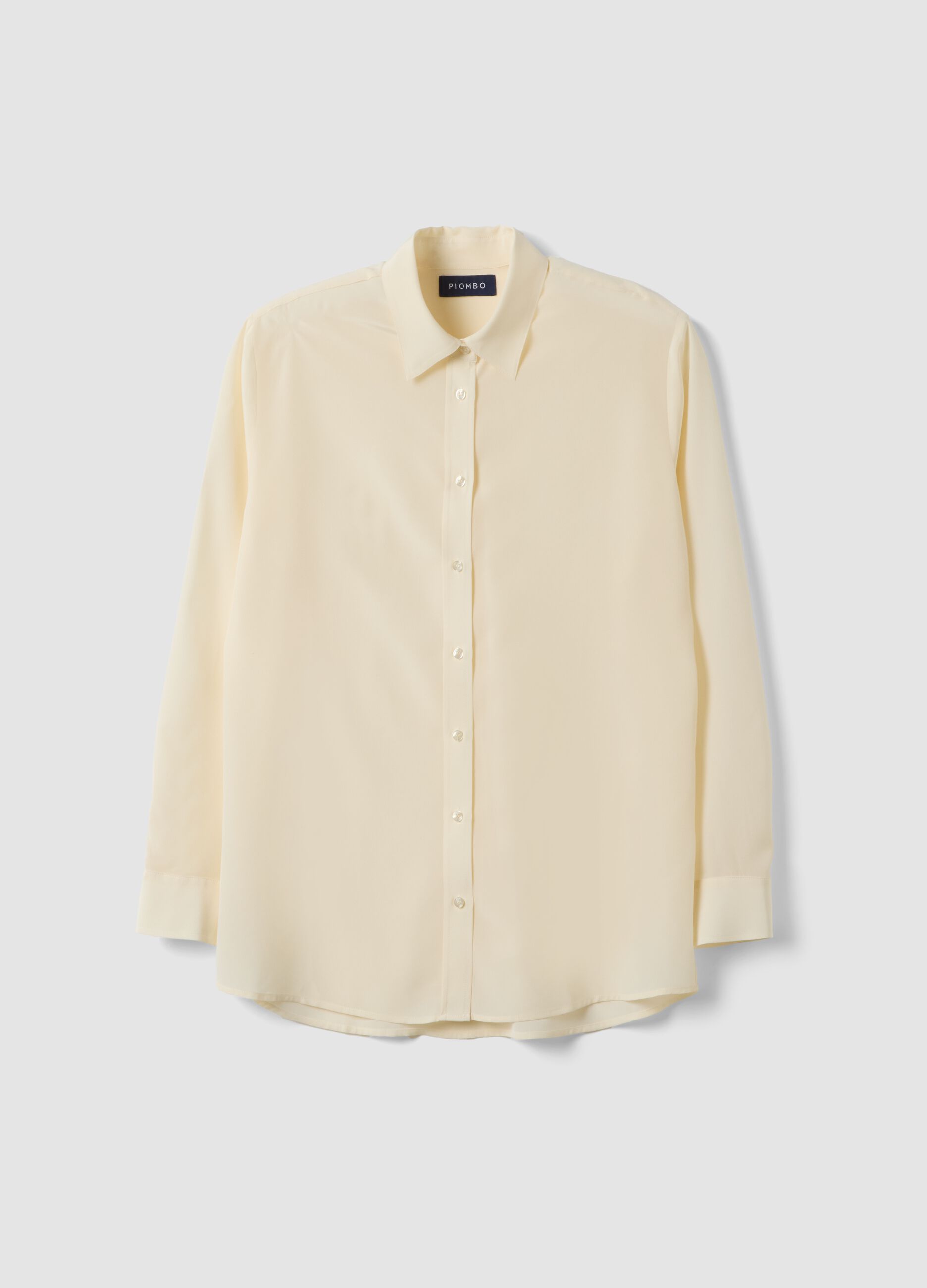 Camicia beige in pura seta con colletto classico regular fit