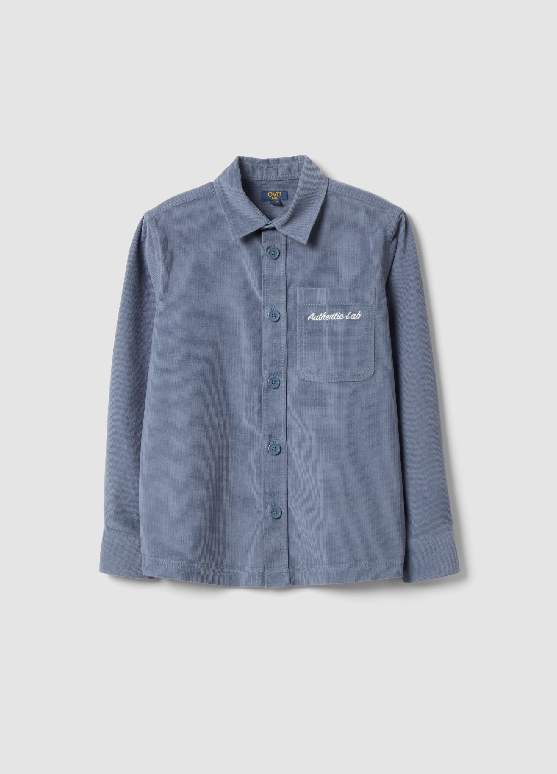 Grey pure cotton shirt with classic collar