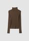 Brown ribbed viscose-blend turtleneck jumper_0
