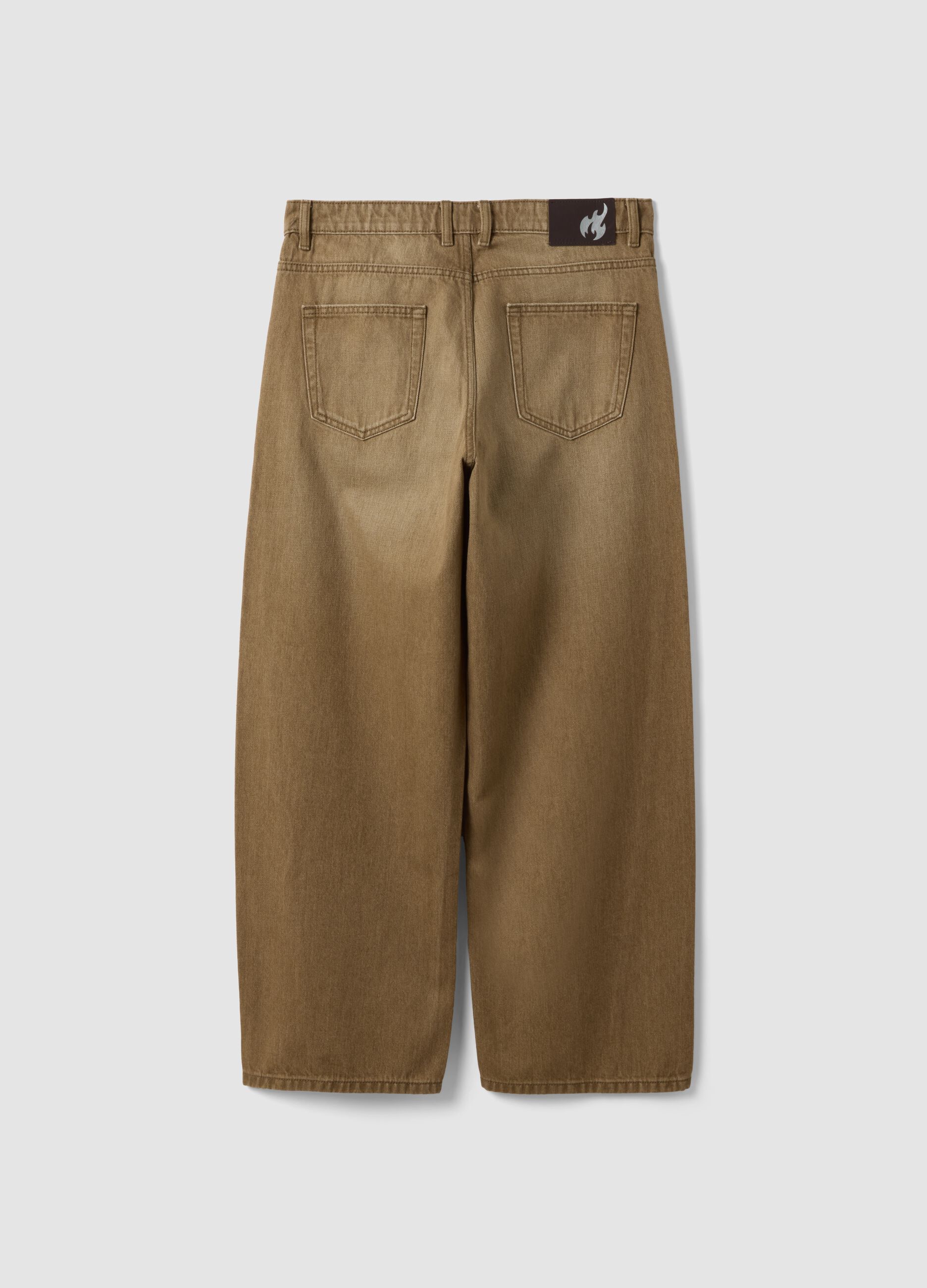 Jeans marroni in puro cotone barrel fit