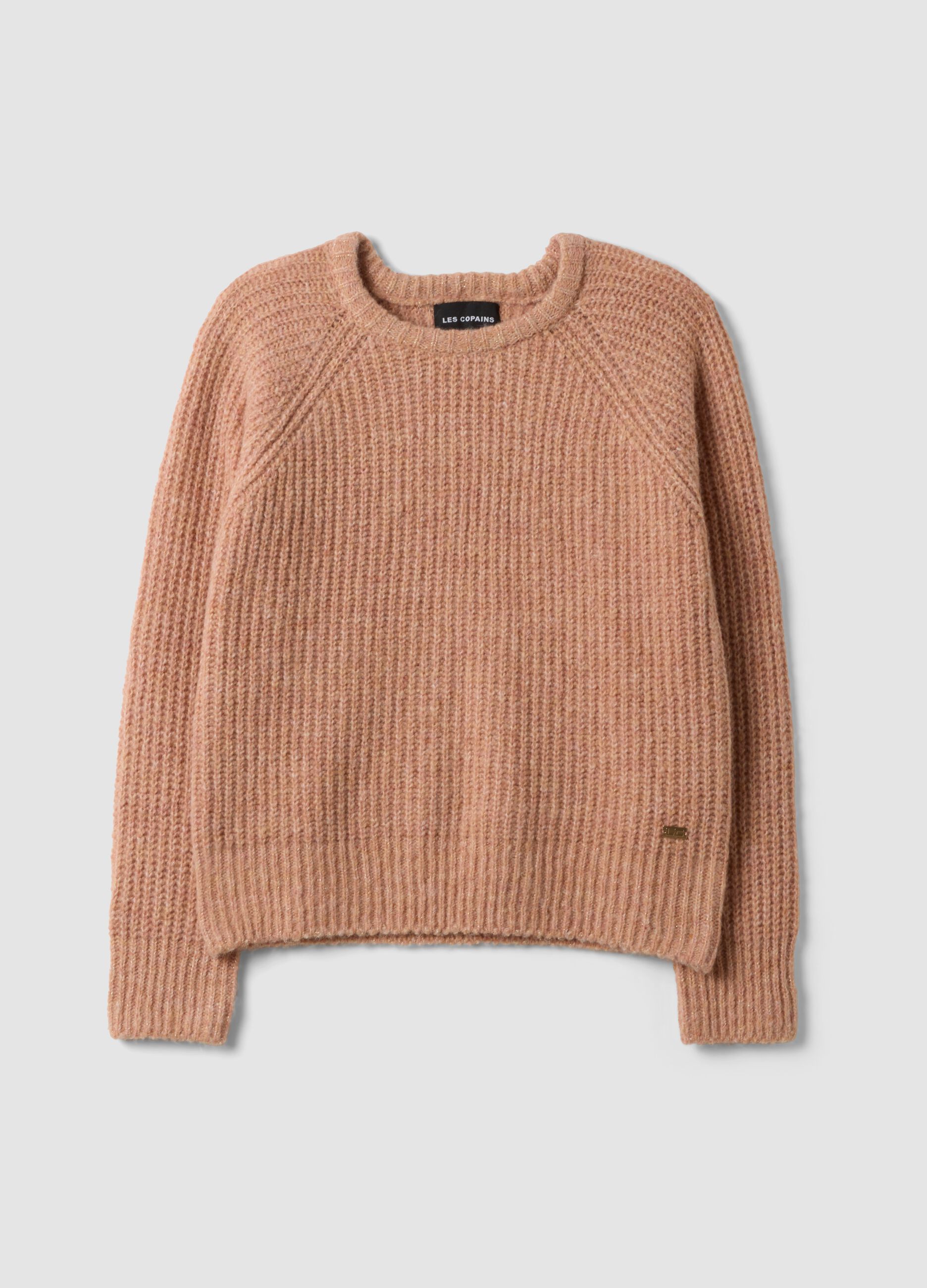 Pink ribbed stretch-wool jumper, regular fit