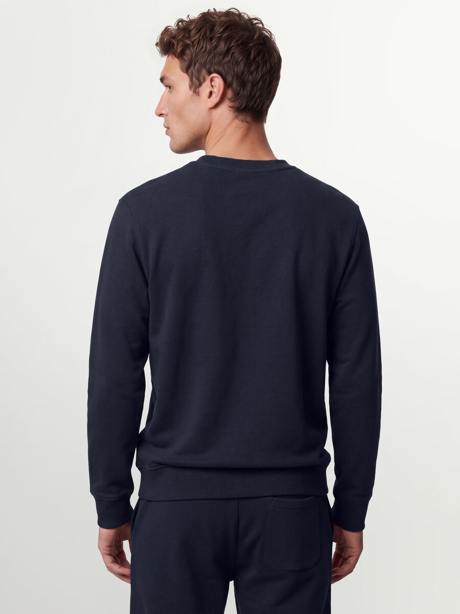 Blue crew-neck sweatshirt in cotton blend, regular fit_3