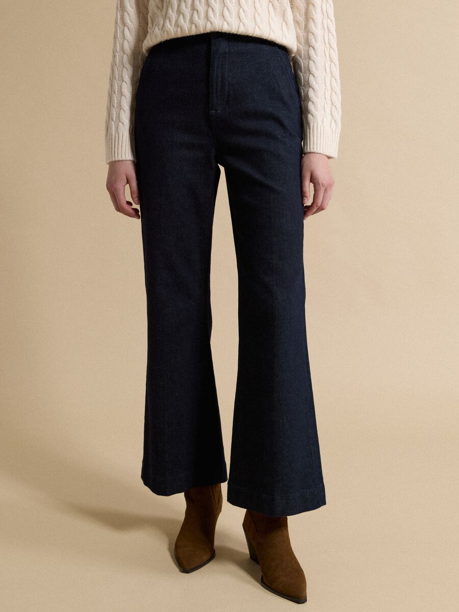 Blue stretch-cotton straight-fit jeans_1