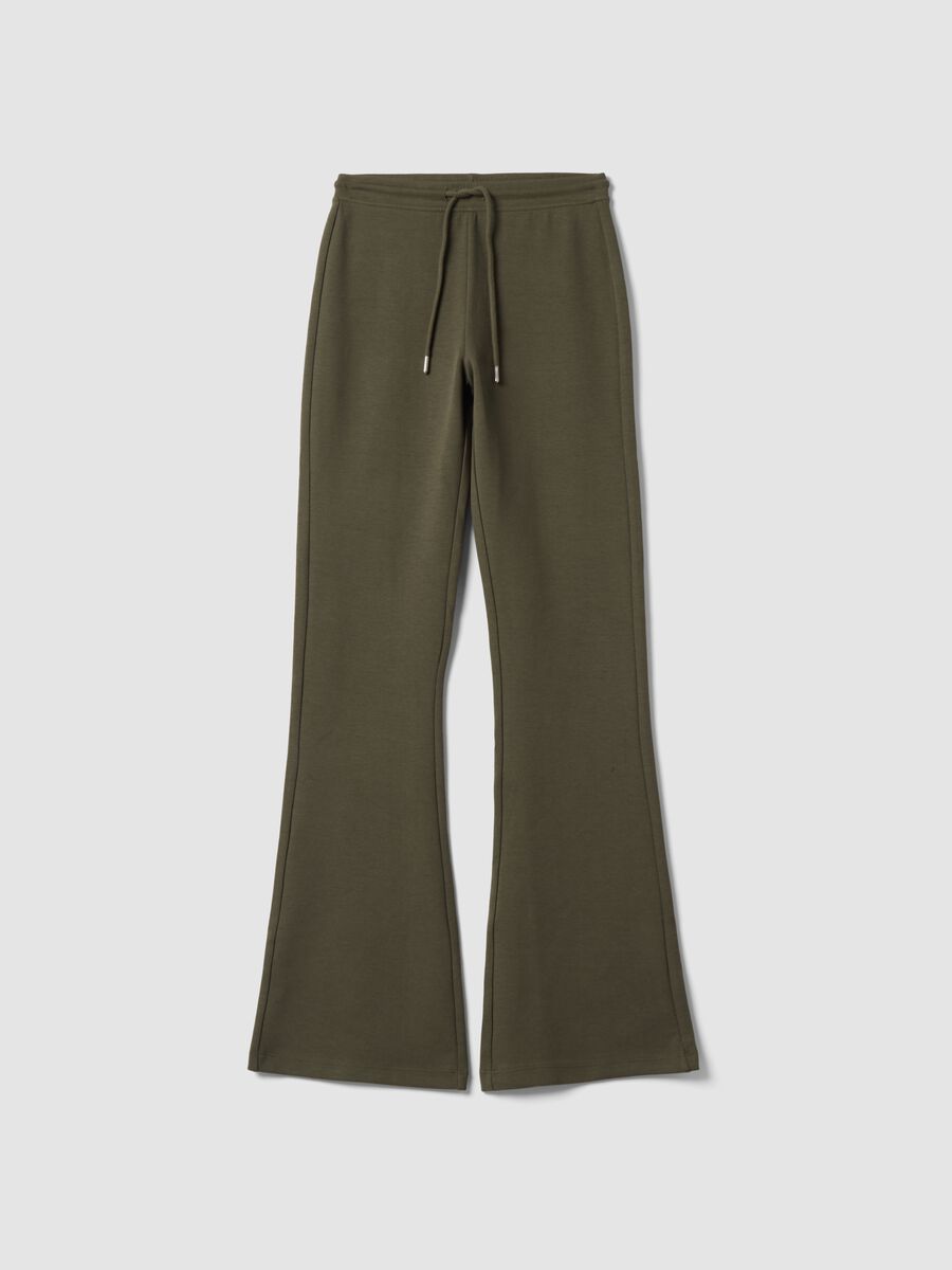 Green flared joggers in stretch organic cotton_0