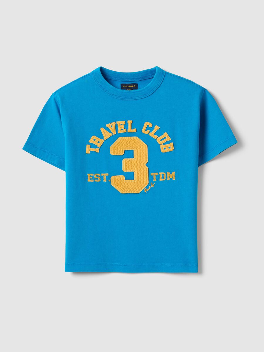 Boys' blue pure cotton regular fit T-shirt with print_3